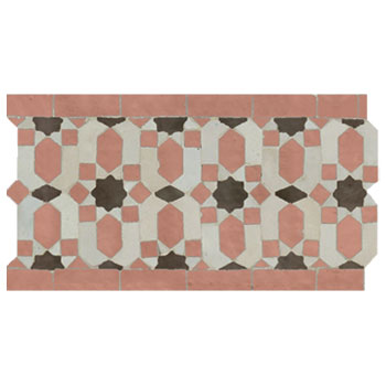 Mosaic House Moroccan tile Dazzle BV 22-1-19 Light Pink White Brown  zellige, mosaic, zellij, border, glaze, intricate, classic 
